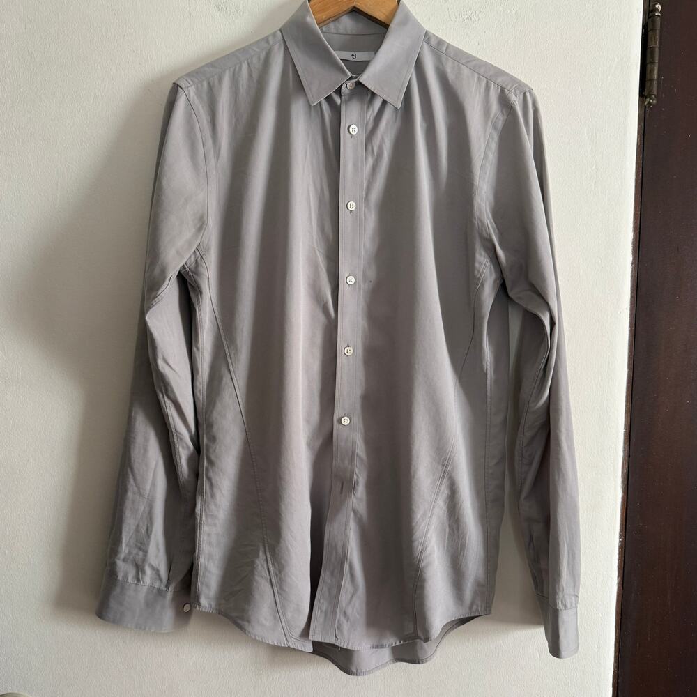 +J Uniqlo by Jil Sander Gray Button Down Shirt Men's Size Small